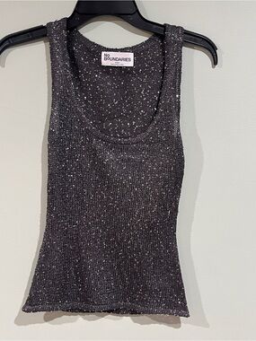 No Boundaries Charcoal Sparkle Tank Top